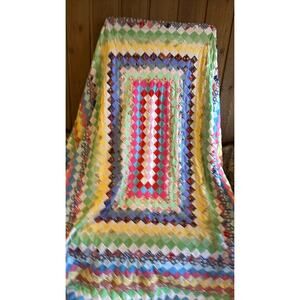 vintage 50s 60s around the world mixed media quilt top flaw